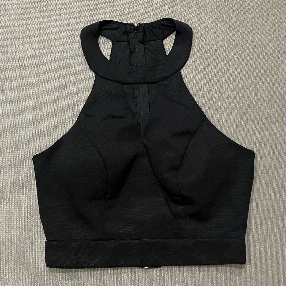 Jodi Kristopher Cross Body Halter Crop Top